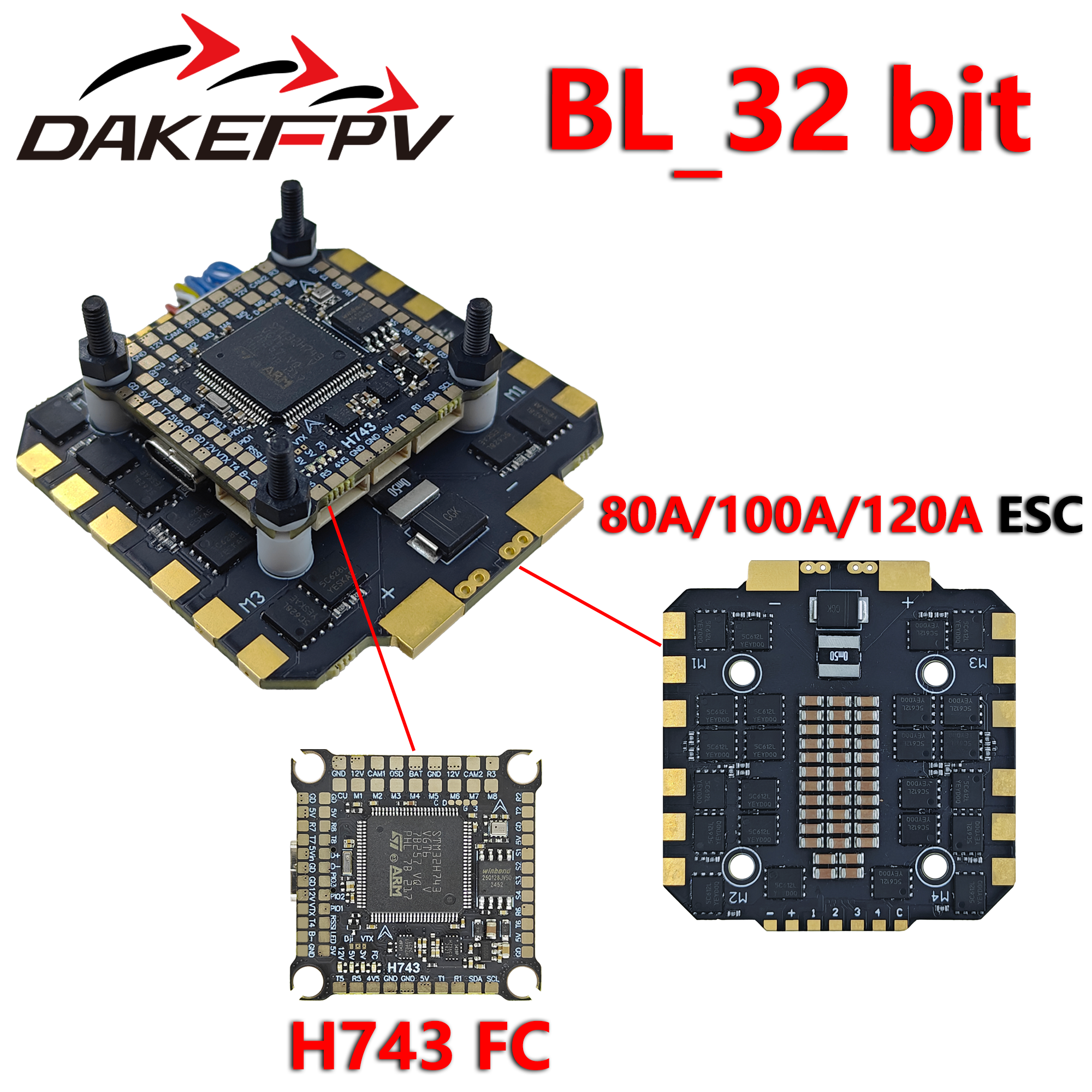 Fpv Drone Esc - Contrôleur de vol DAKEFPV H743 80A/100A/120A