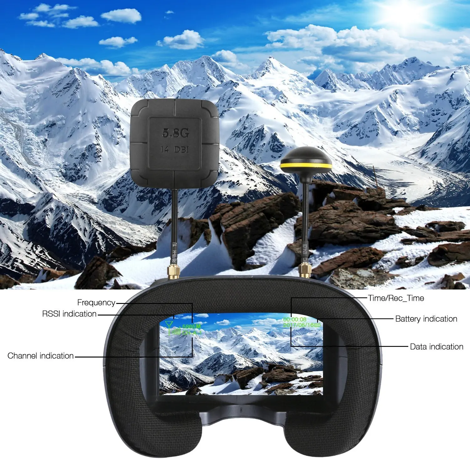 5.8G 40CH 4.3 pouces 800*480 c - Fpv Drone Goggles avis et prix